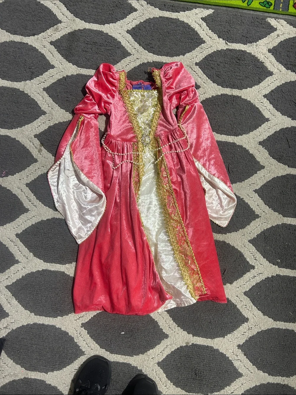 Girls Pink and Gold Princess Dress Costume